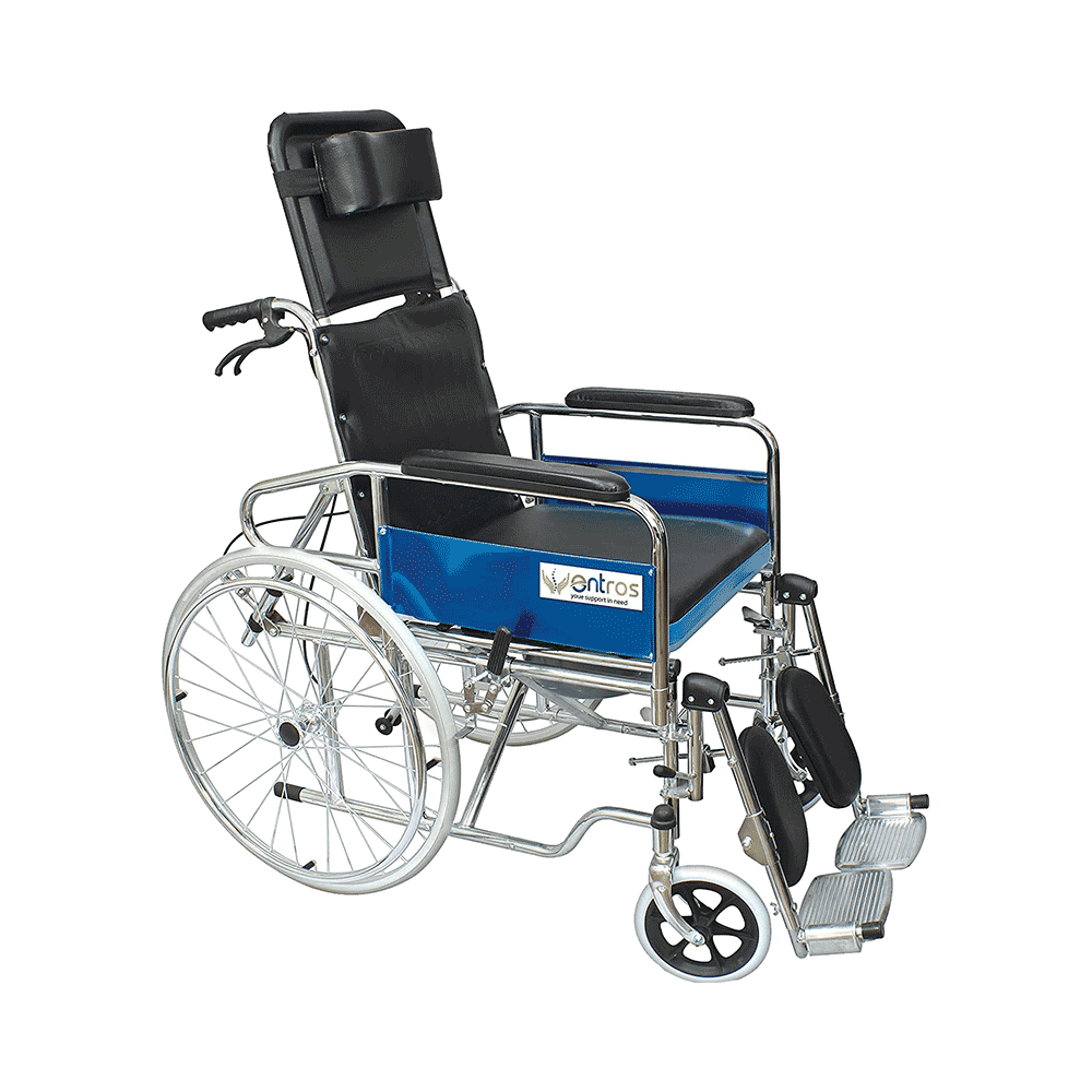 Entros KL608GCJ Foldable Recliner Wheelchair with Soft Commode Seat - Image 1