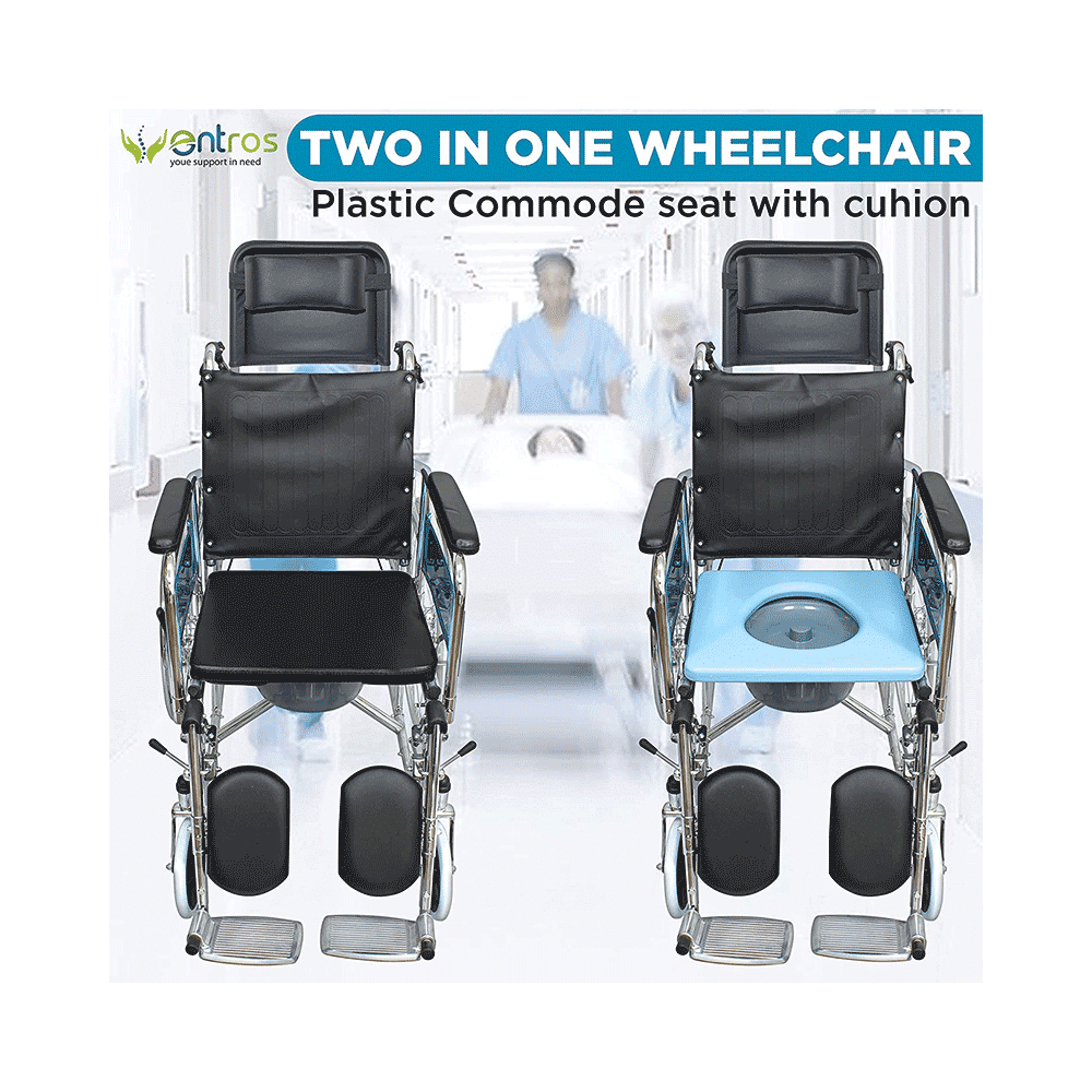 Entros KL608GCJ Foldable Recliner Wheelchair with Soft Commode Seat - Image 5