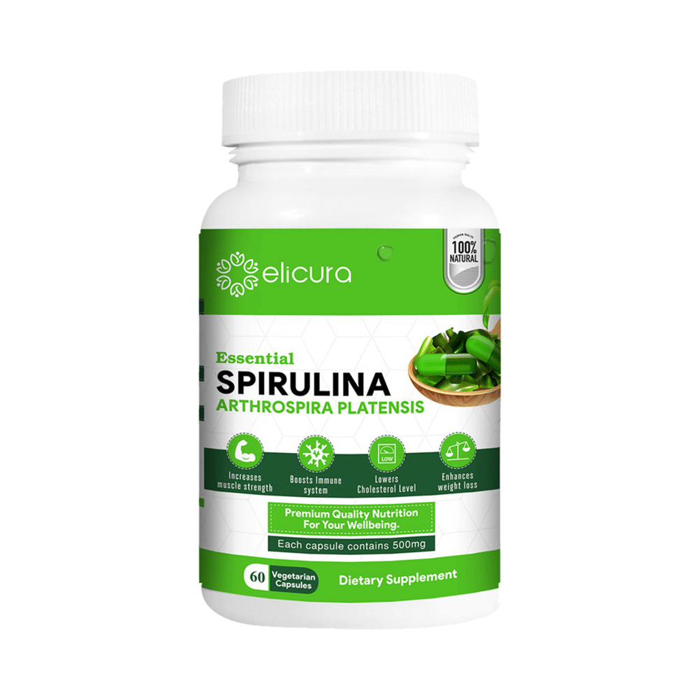 Elicura Essential Spirulina Arthrospira Platensis Vegetarian Capsule - Image 2