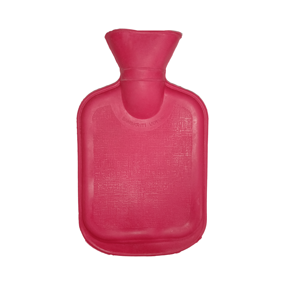 Mycure One Side Ribbed Rubber Hot Water Bag for  Pain Relief & Massager Pink - Image 2