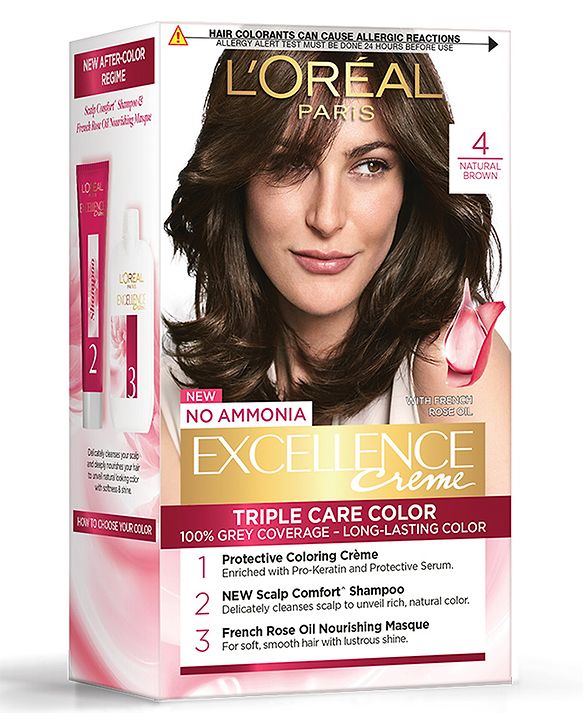 Loreal Paris Excellence Creme Hair Colour 4 Natural Brown - Image 1