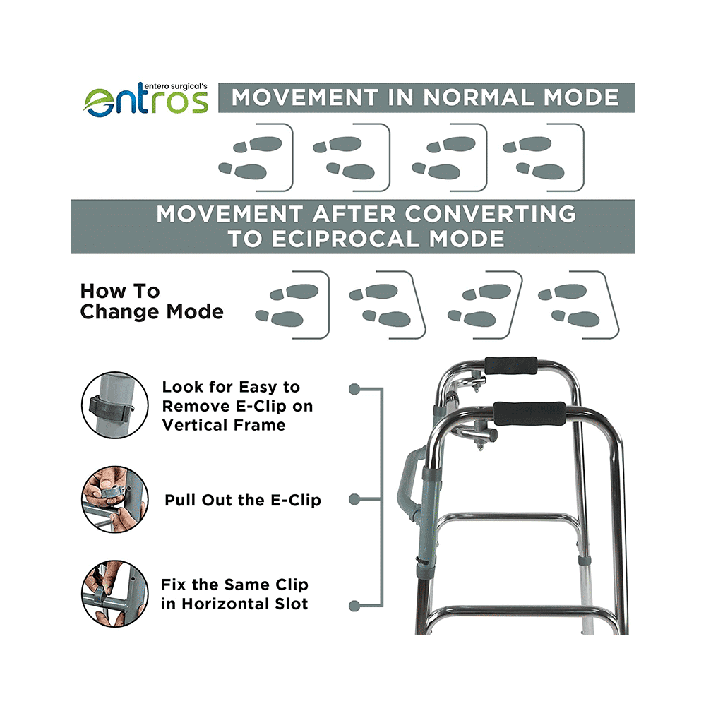 Entros SC4005S Premium Quality Height-Adjustable Reciprocal Walker with Single Hand & Single Button - Image 5