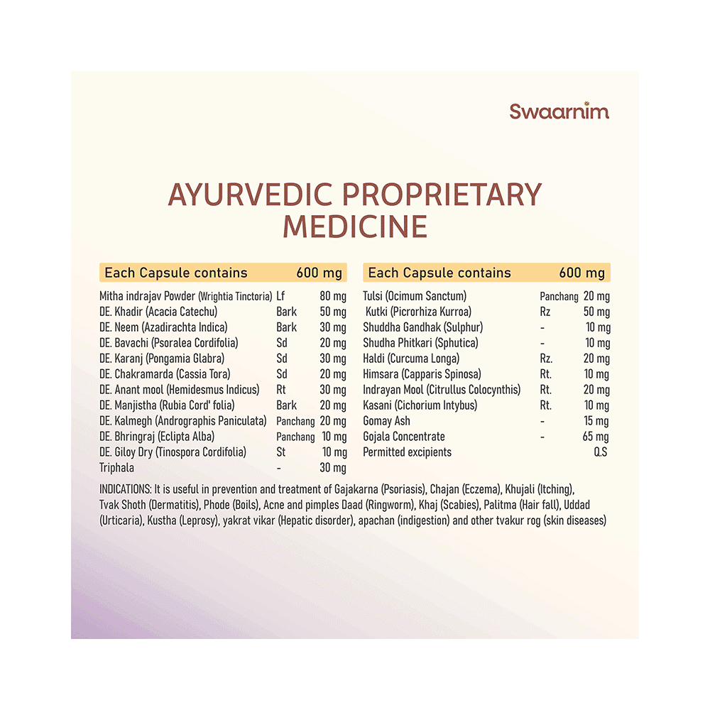Swaarnim Ayurevda Psoriasis Care Capsule (120 Each) - Image 4