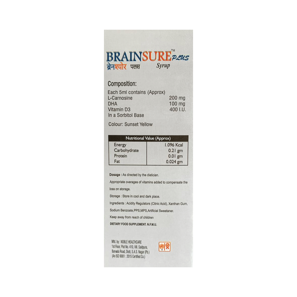 Brainsure Plus Syrup Delicious Sweet Orange Sugar Free - Image 2