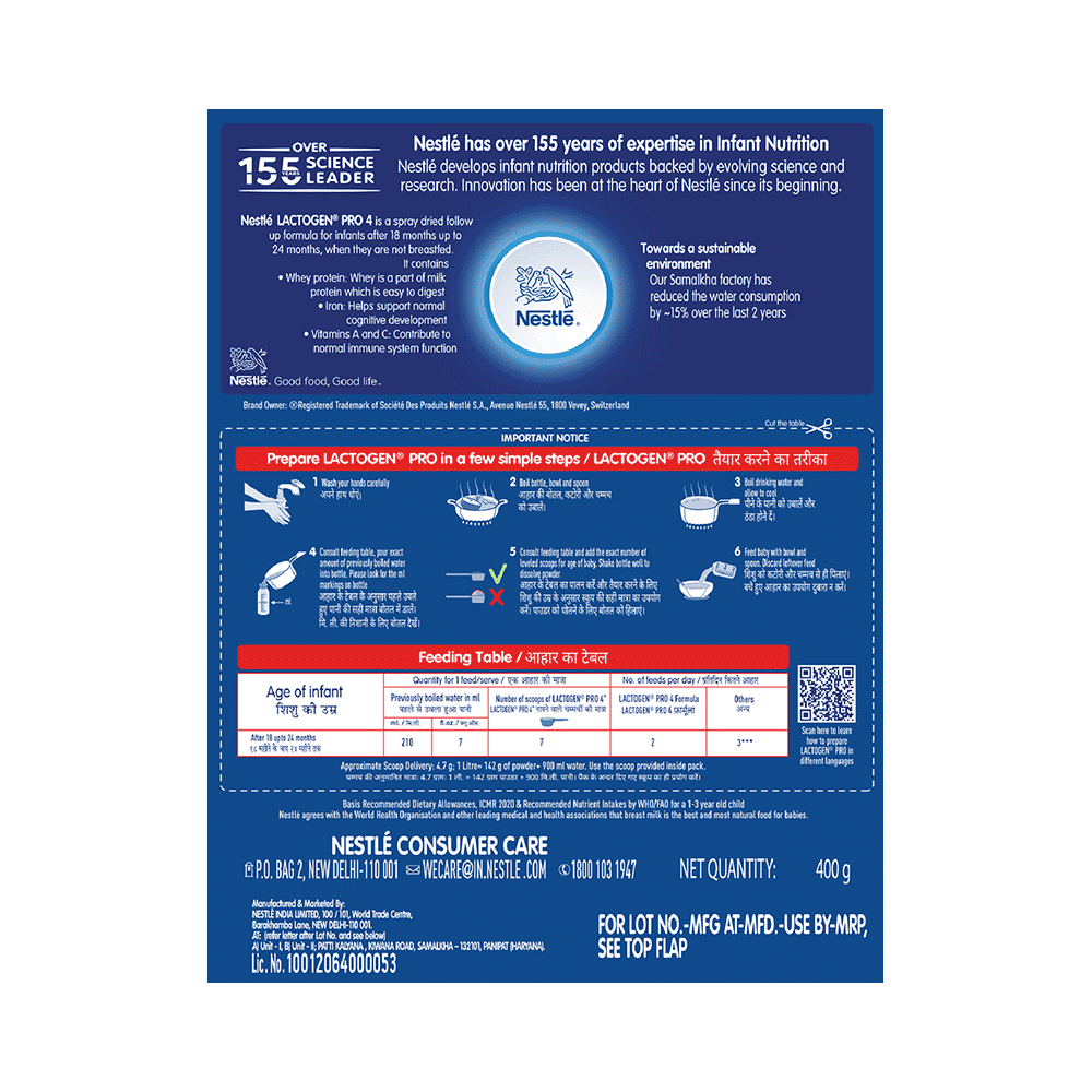 Nestle Lactogen Pro 4, Follow-Up Formula Powder, After 18 Months Up To 24 Months | Powder Refill - Image 2