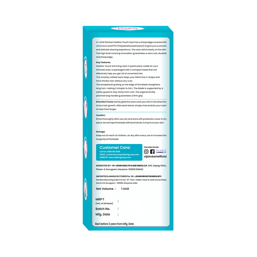 Vi-John Women Feather Touch Bikini Line Trinning Razor Advance Nano Coated Women Razors For All Skin - Image 3