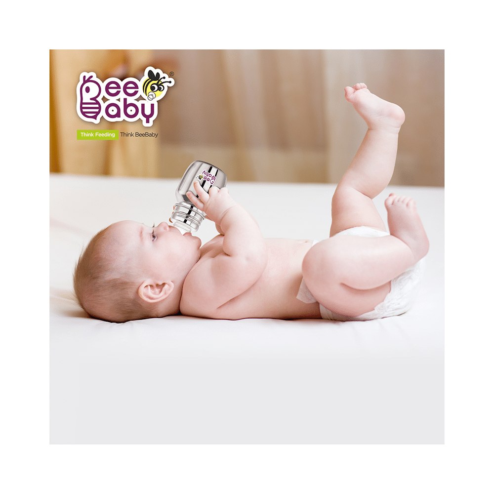 BeeBaby  2 in 1 Ultimate Stainless Steel Infant Baby Feeding Bottle with Anti Colic Nipple & Silicone Sippy Spout 4 Months + - Image 6