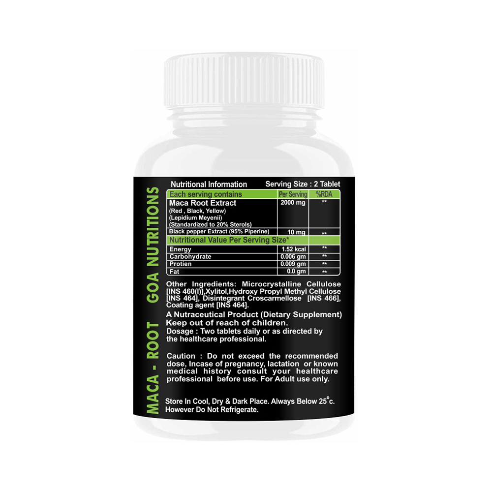 Goa Nutritions Maca Root 2000mg Tablet Sugar Free - Image 2