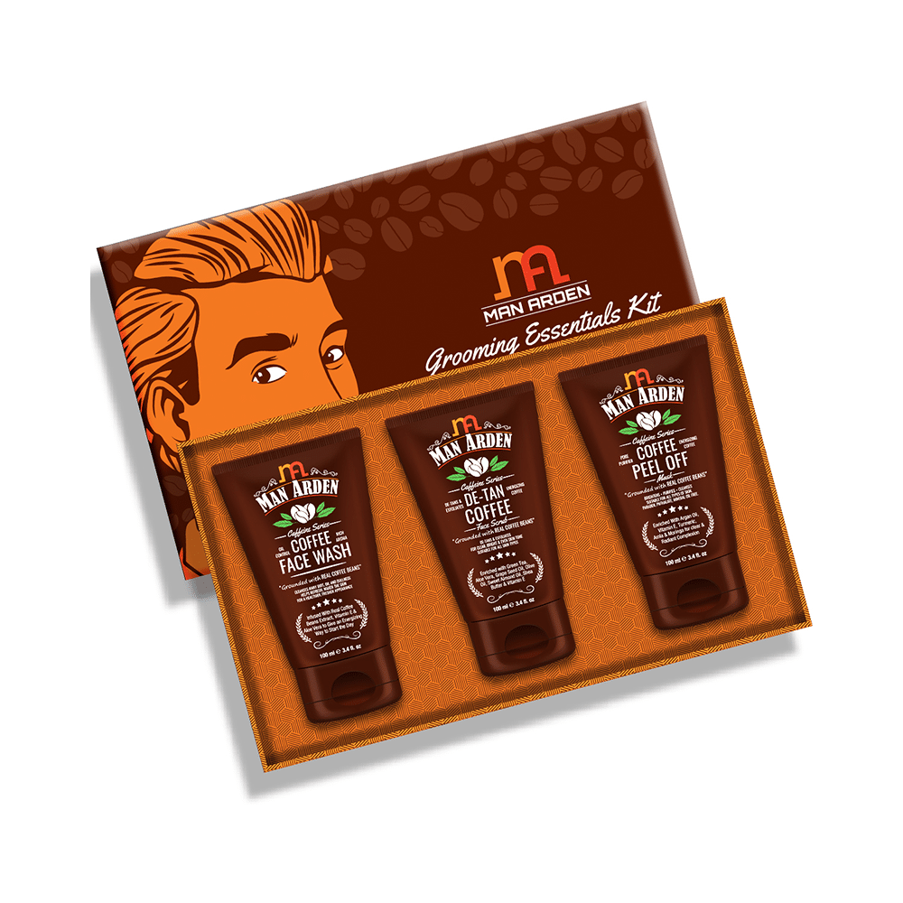 Man Arden Grooming Essentials Kit (Coffee Face Wash, De-Tan Coffee & Coffee Peel Off) 100ml Each - Image 3