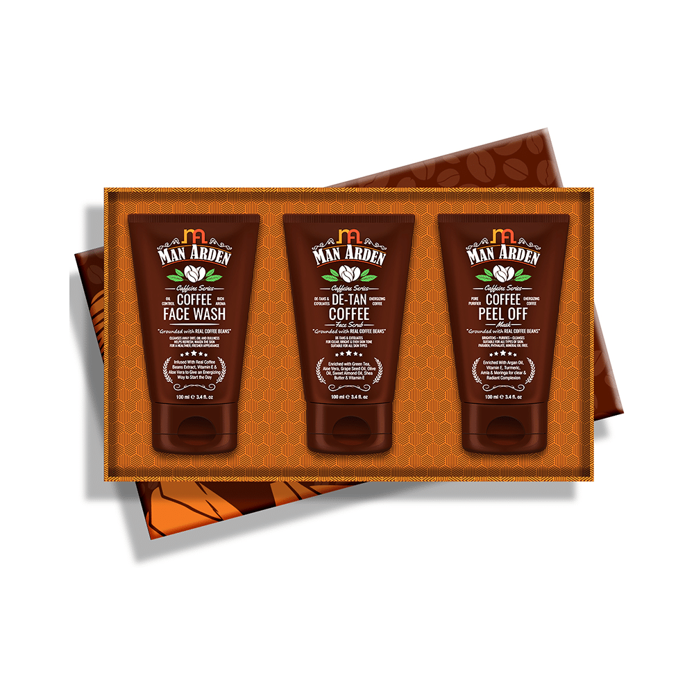 Man Arden Grooming Essentials Kit (Coffee Face Wash, De-Tan Coffee & Coffee Peel Off) 100ml Each - Image 2