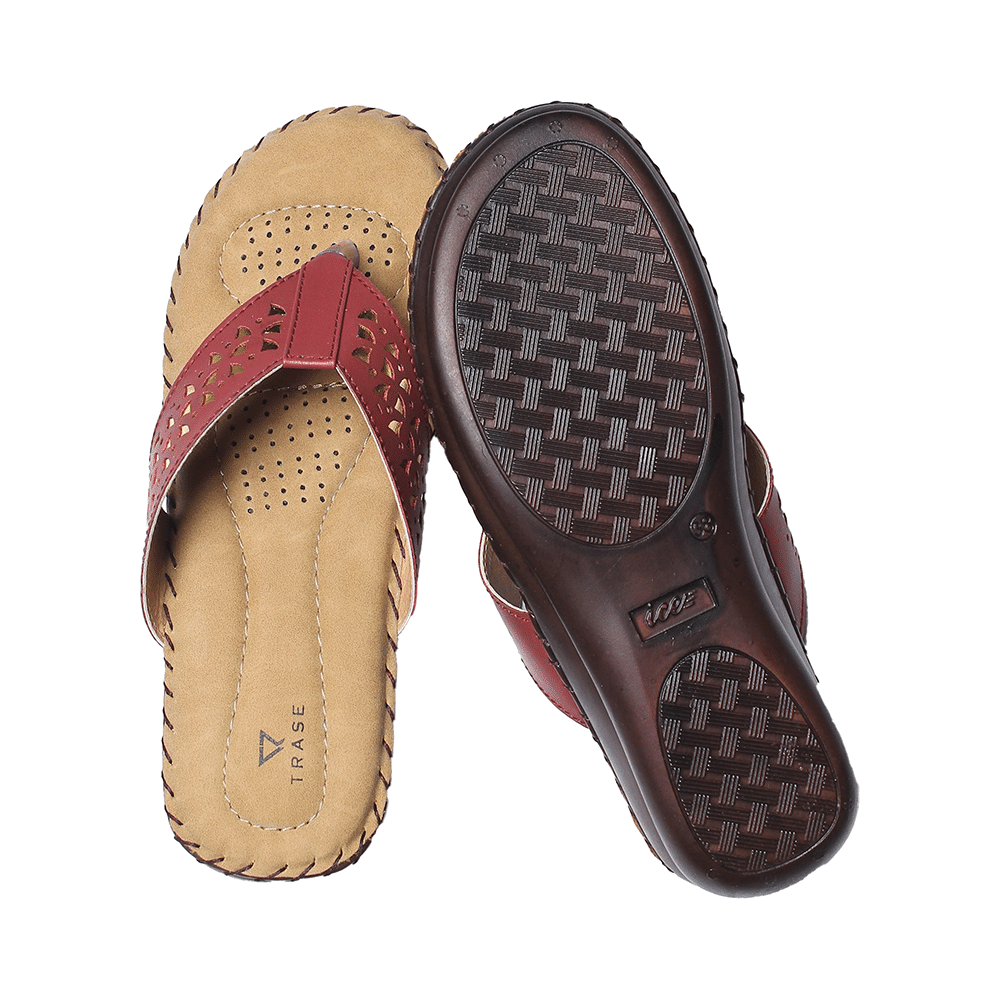 Trase Doctor Ortho Slippers for Women & Girls Light weight, Soft Footbed with Flip Flops 9 UK Cherry & Gold - Image 4