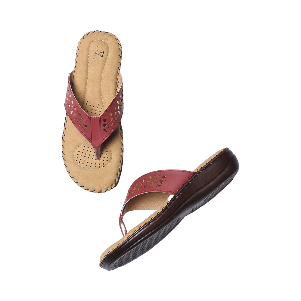 Trase Doctor Ortho Slippers for Women & Girls Light weight, Soft Footbed with Flip Flops 9 UK Cherry & Gold - Image 2