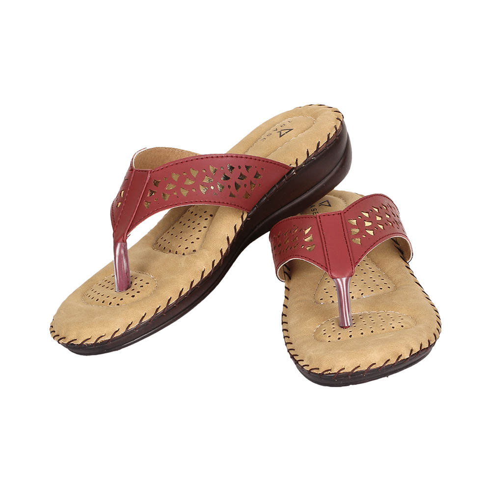 Trase Doctor Ortho Slippers for Women & Girls Light weight, Soft Footbed with Flip Flops 9 UK Cherry & Gold - Image 1