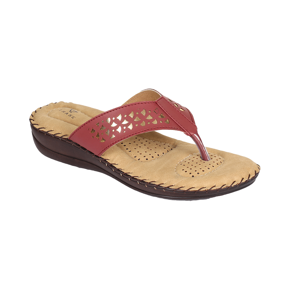 Trase Doctor Ortho Slippers for Women & Girls Light weight, Soft Footbed with Flip Flops 9 UK Cherry & Gold - Image 8