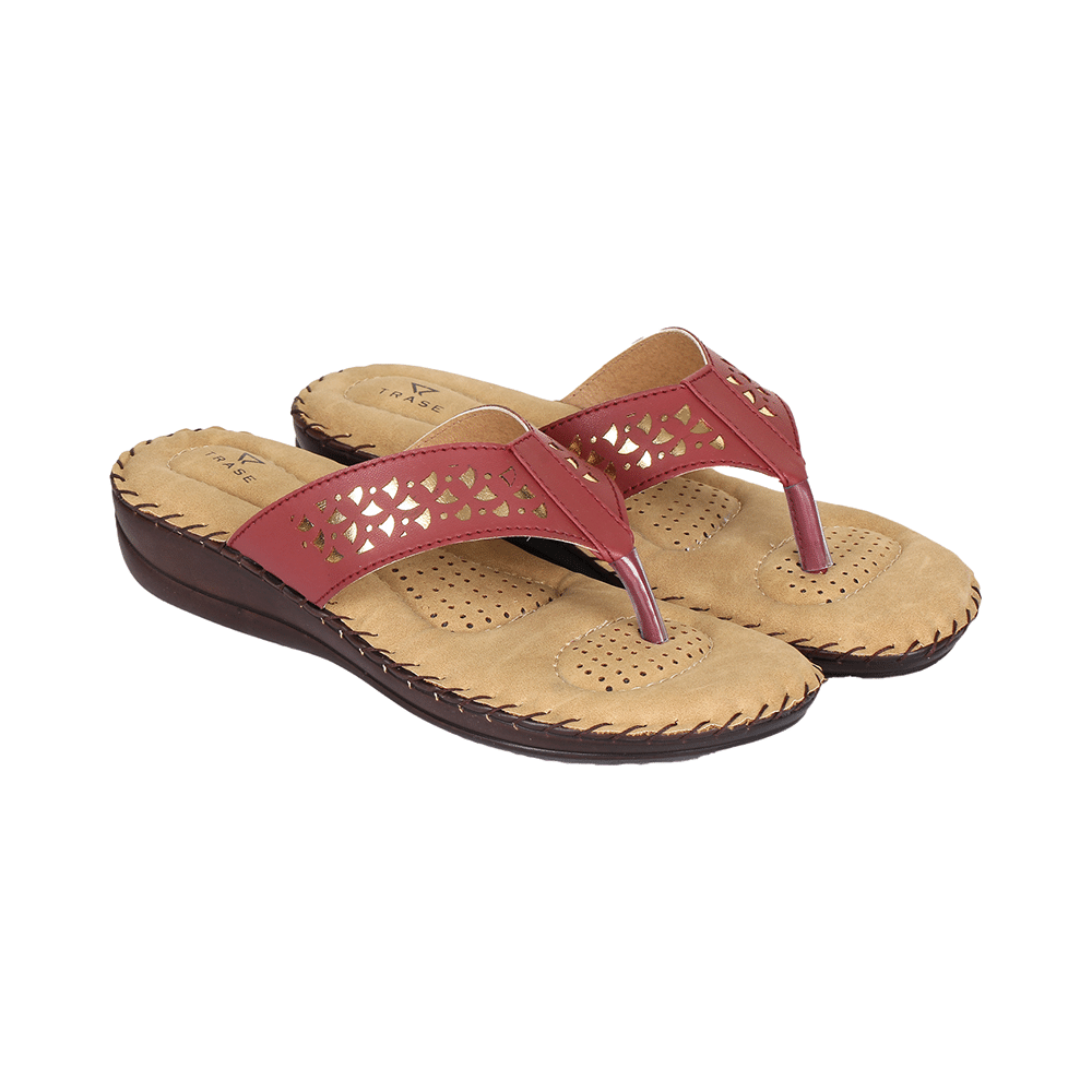 Trase Doctor Ortho Slippers for Women & Girls Light weight, Soft Footbed with Flip Flops 9 UK Cherry & Gold - Image 6