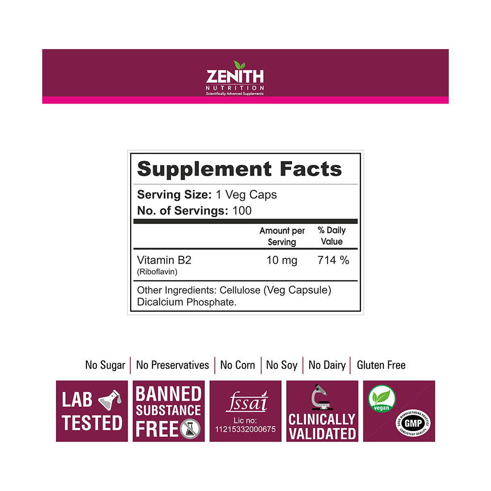 Zenith Nutrition Vitamin B2 Capsule - Image 6