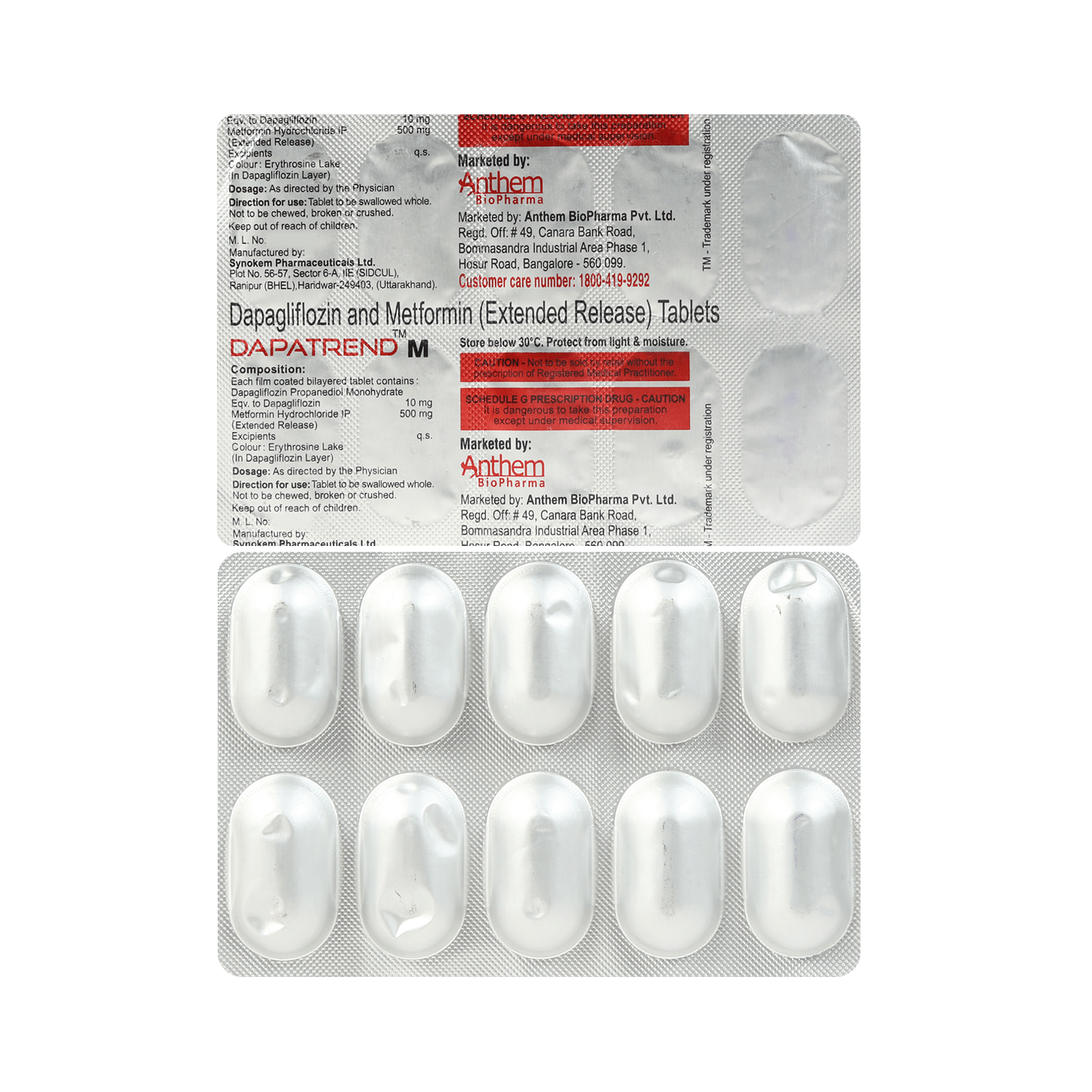Dapatrend M 10mg/500mg Tablet