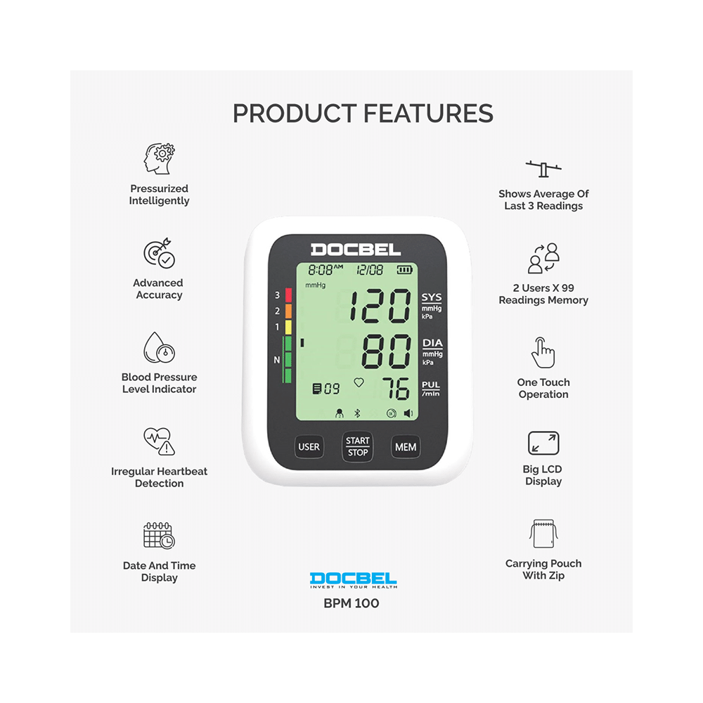 Docbel BPM 100 Upper Arm Digital Blood Pressure Monitor - Image 3