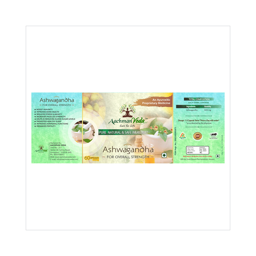 Aachman Veda Ashwagandha Capsule 500mg for Overall Strength (60 Each) - Image 4