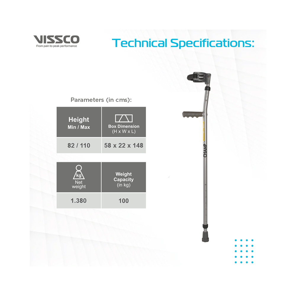 Vissco 0904BC Champ Max Elbow Fixed Handle Crutch Universal - Image 5