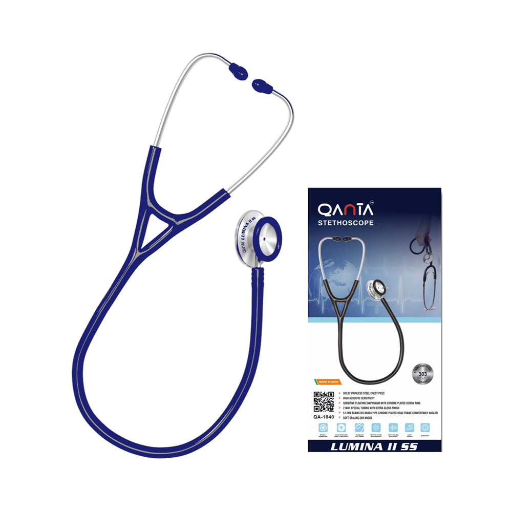 Qanta QA-1040 Stethoscope Lumina II SS With Stainless Steel Chest Piece Blue - Image 1