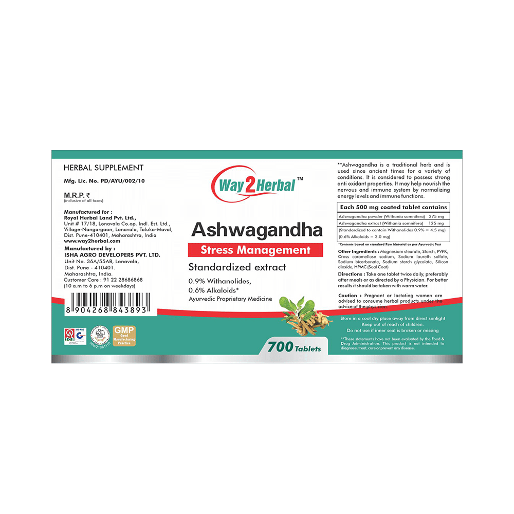 Way2Herbal Ashwagandha Stress Management Tablet - Image 4