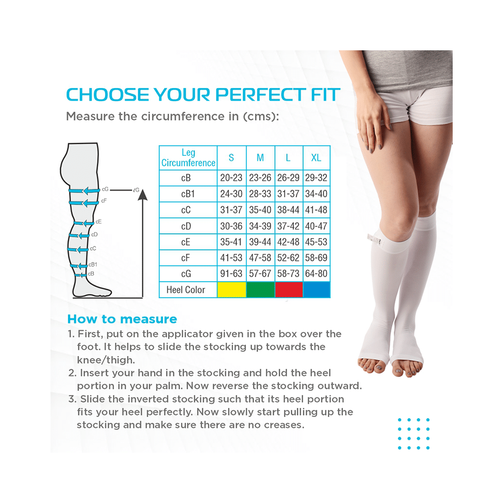 Vissco Anti-Embolism Stockings-Knee Length (Open Toe) to Improve Blood Circulation Large White - Image 2