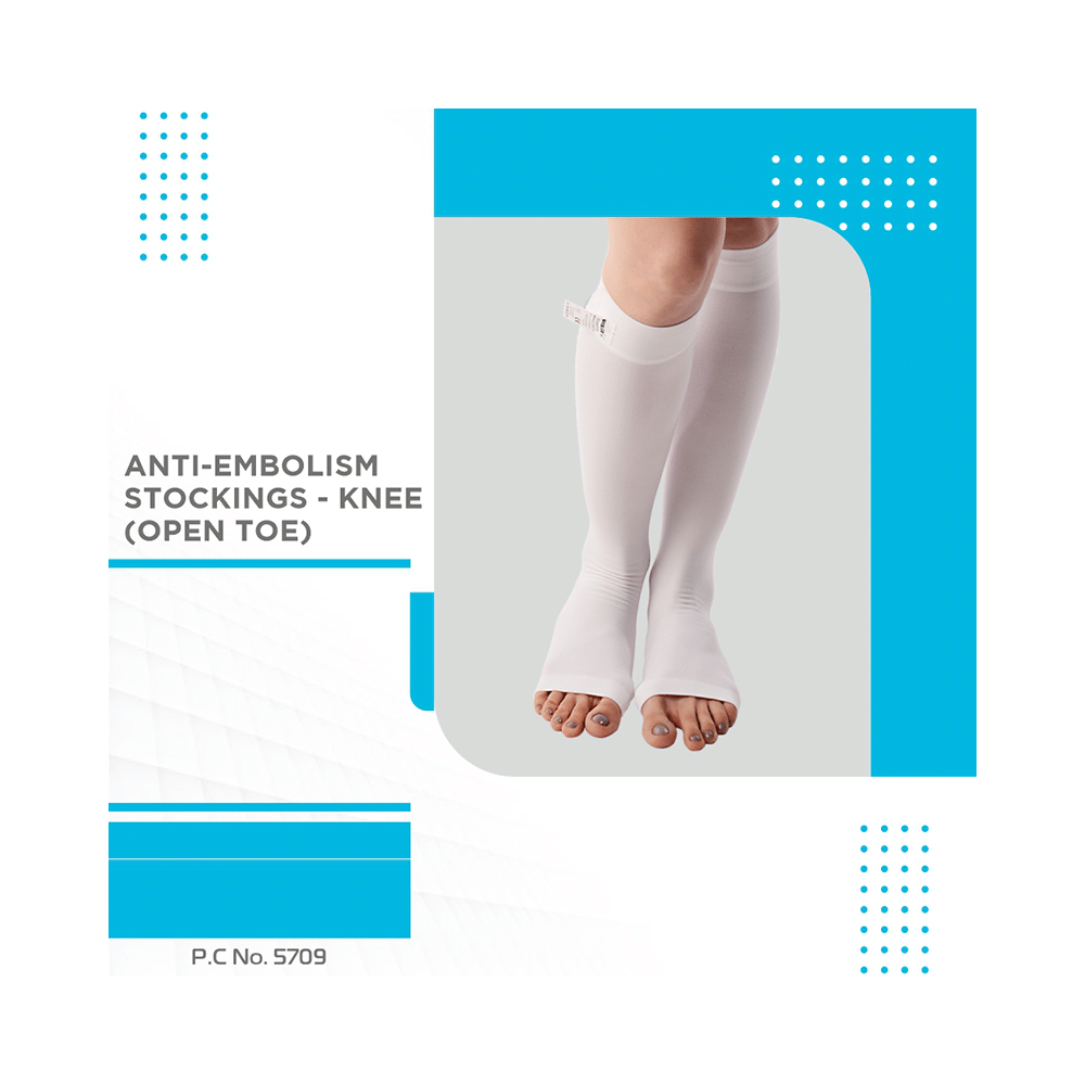 Vissco Anti-Embolism Stockings-Knee Length (Open Toe) to Improve Blood Circulation Large White - Image 6