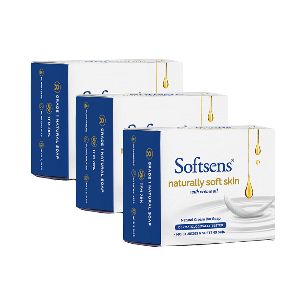 Softsens Naturally Smooth Skin Soap with Creme Oil (100gm Each) Buy 2 Get 1 Free