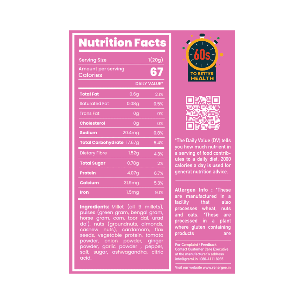 Grami Superfoods Renergee 9 Millets Instant Gluten Free Soup Sachet (20gm Each) Hot & Sour - Image 2