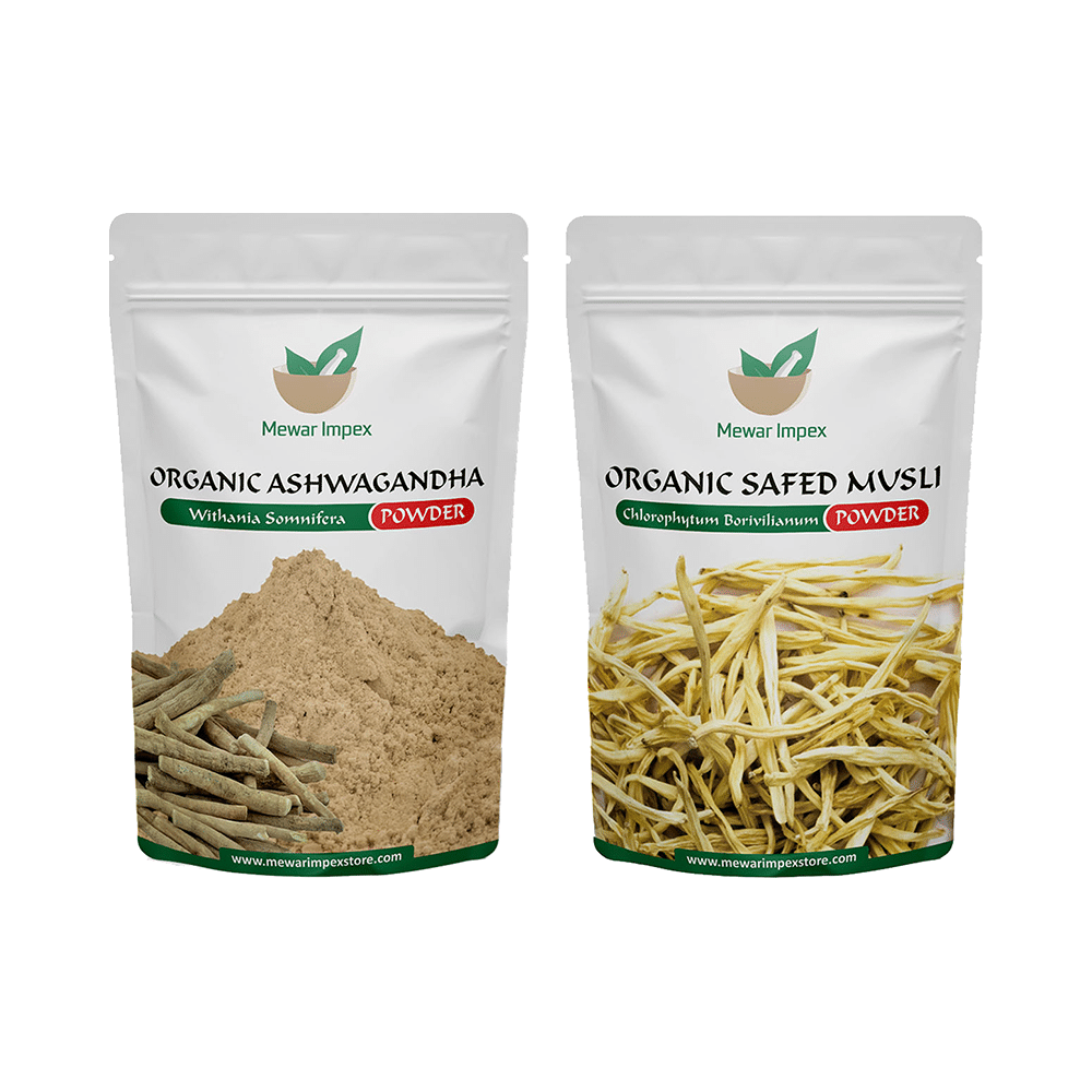 Mewar Impex Combo Pack of Organic Ashwagandha Powder & Organic Safed Musli Powder (100gm Each) - Image 1