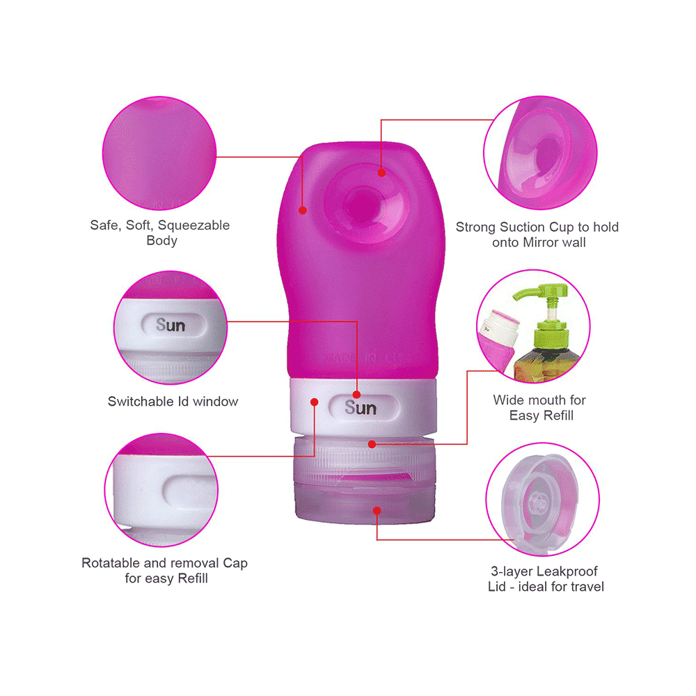 HealthAndYoga Silicone Travel Bottle Pink - Image 5