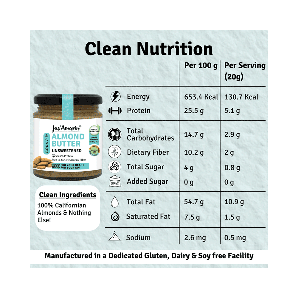 Jus Amazin Crunchy Almond Butter Unsweetened - Image 5