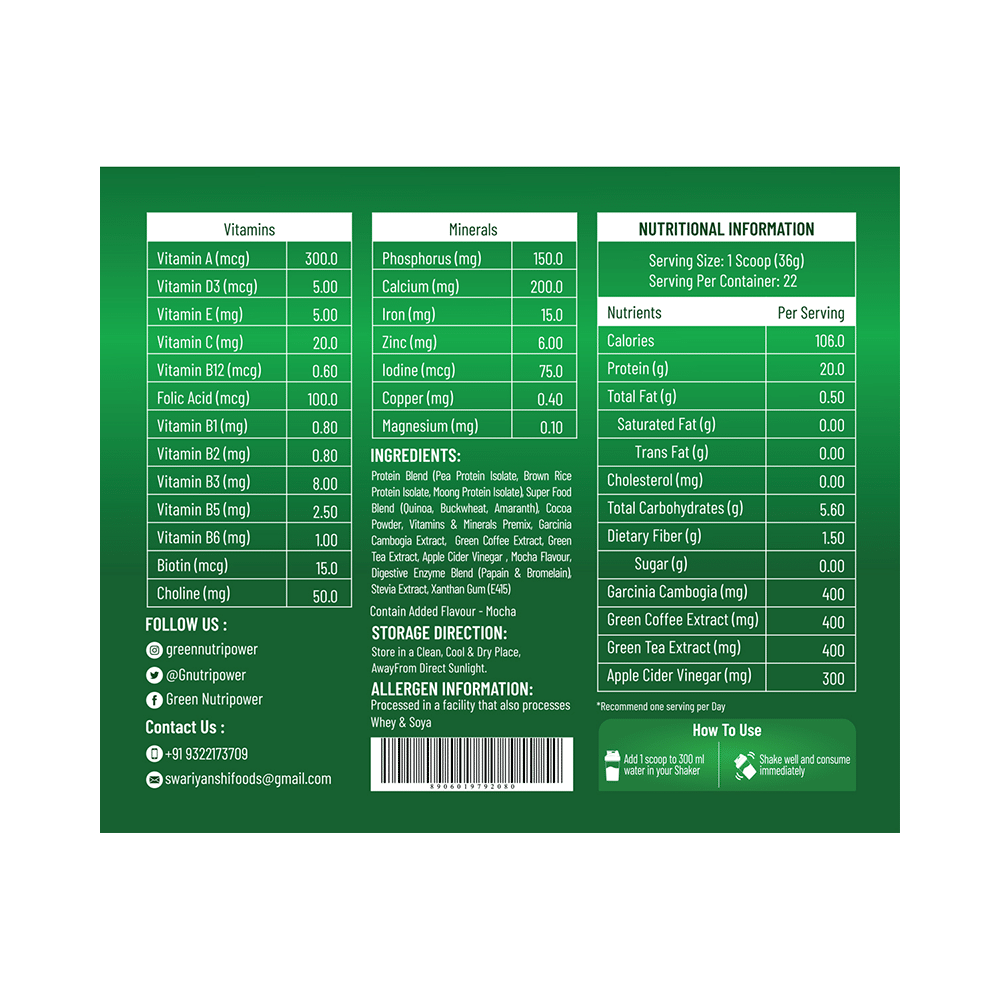 Green Nutripower Green Slim Protein Shake Mocha - Image 2