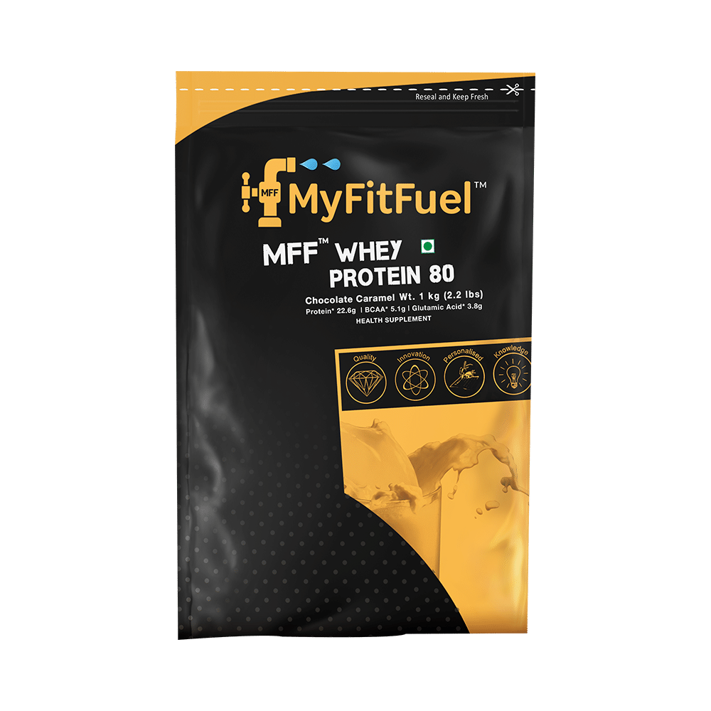 MyFitFuel Whey Protein 80 with Glutamic Acid for Muscle Recovery | Flavour Chocolate Caramel