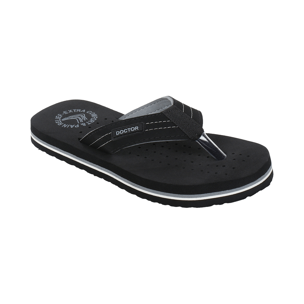 Doctor Extra Soft D28 Orthopaedic and Diabetic Super Fit Comfort Doctor Slipper, Flip-Flop, Cushion, Slides and House Slipper for Men Black/Grey 11 - Image 9