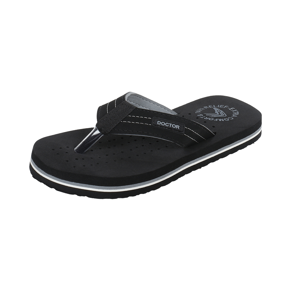 Doctor Extra Soft D28 Orthopaedic and Diabetic Super Fit Comfort Doctor Slipper, Flip-Flop, Cushion, Slides and House Slipper for Men Black/Grey 11 - Image 8