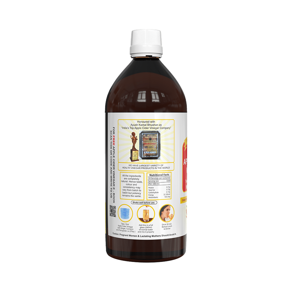 Dr. Patkar's Apple Cider Vinegar Ginger, Turmeric & Fenugreek with the Mother (500ml Each) - Image 2