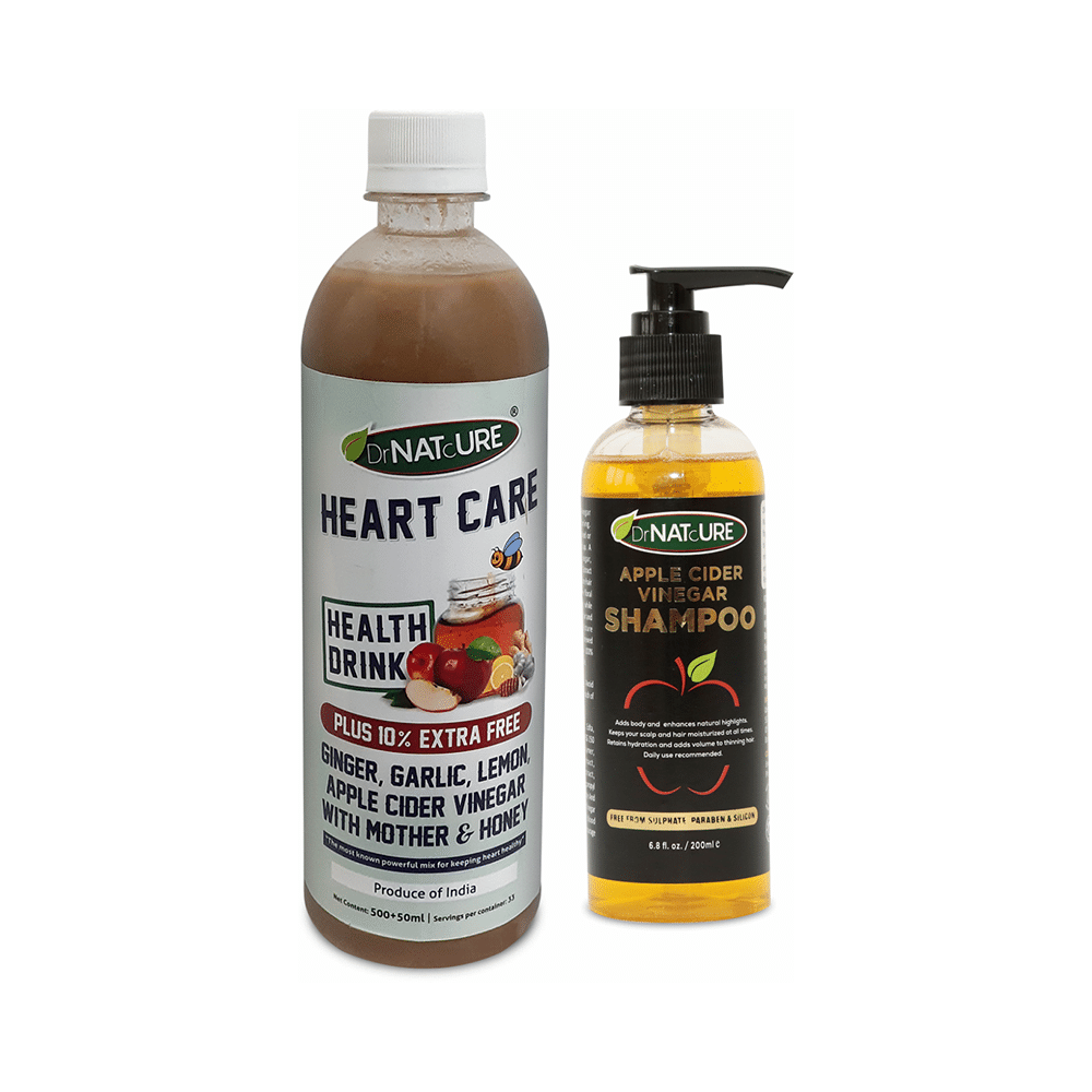 DrNATcURE Apple Cider Vinegar with Ginger, Garlic, Lemon & Honey with Apple Cider Vinegar Shampoo 200ml Free