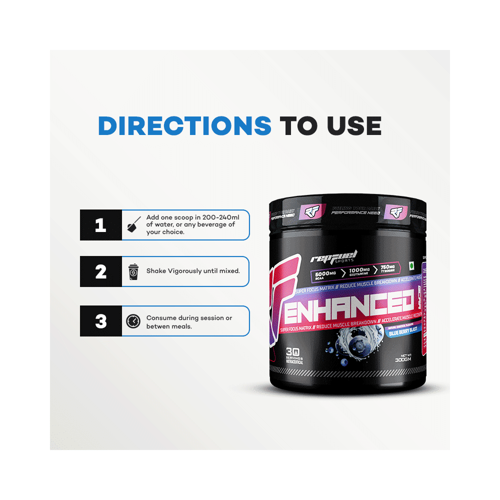 Repfuel Sports Enhanced BCAA Powder Blue Berry Blast - Image 6