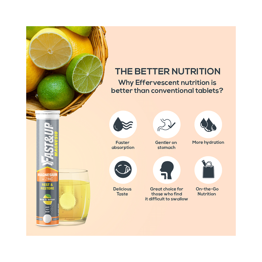Fast&Up Magnesio with Magnesium & Zinc for Muscle Health | Flavour Lemon and Lime Effervescent Tablet - Image 7