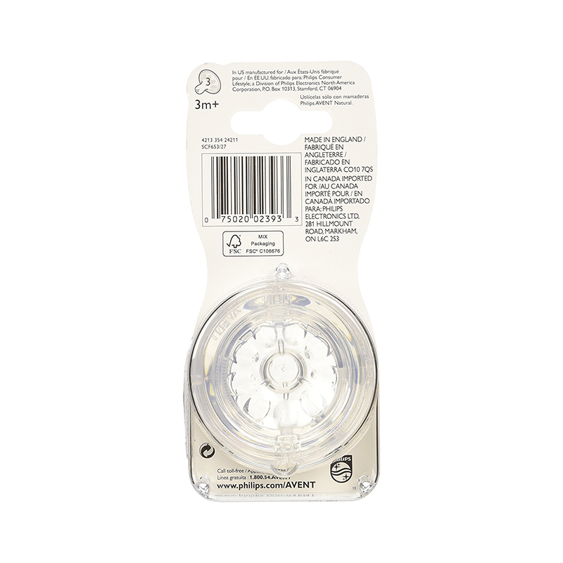 Philips Avent Natural Teat 3 Holes Medium Flow 3 Months+ - Image 3
