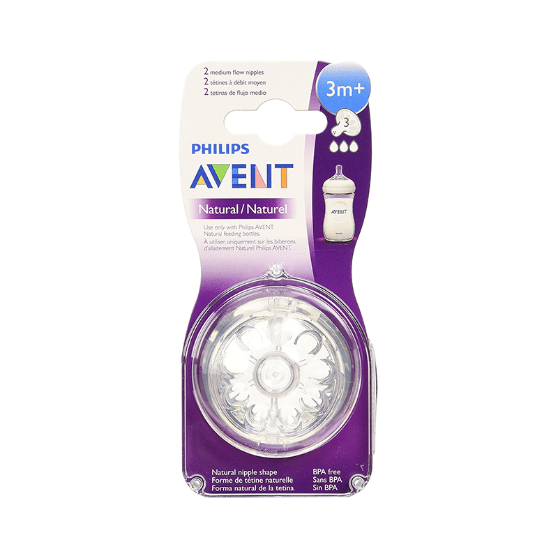 Philips Avent Natural Teat 3 Holes Medium Flow 3 Months+ - Image 1