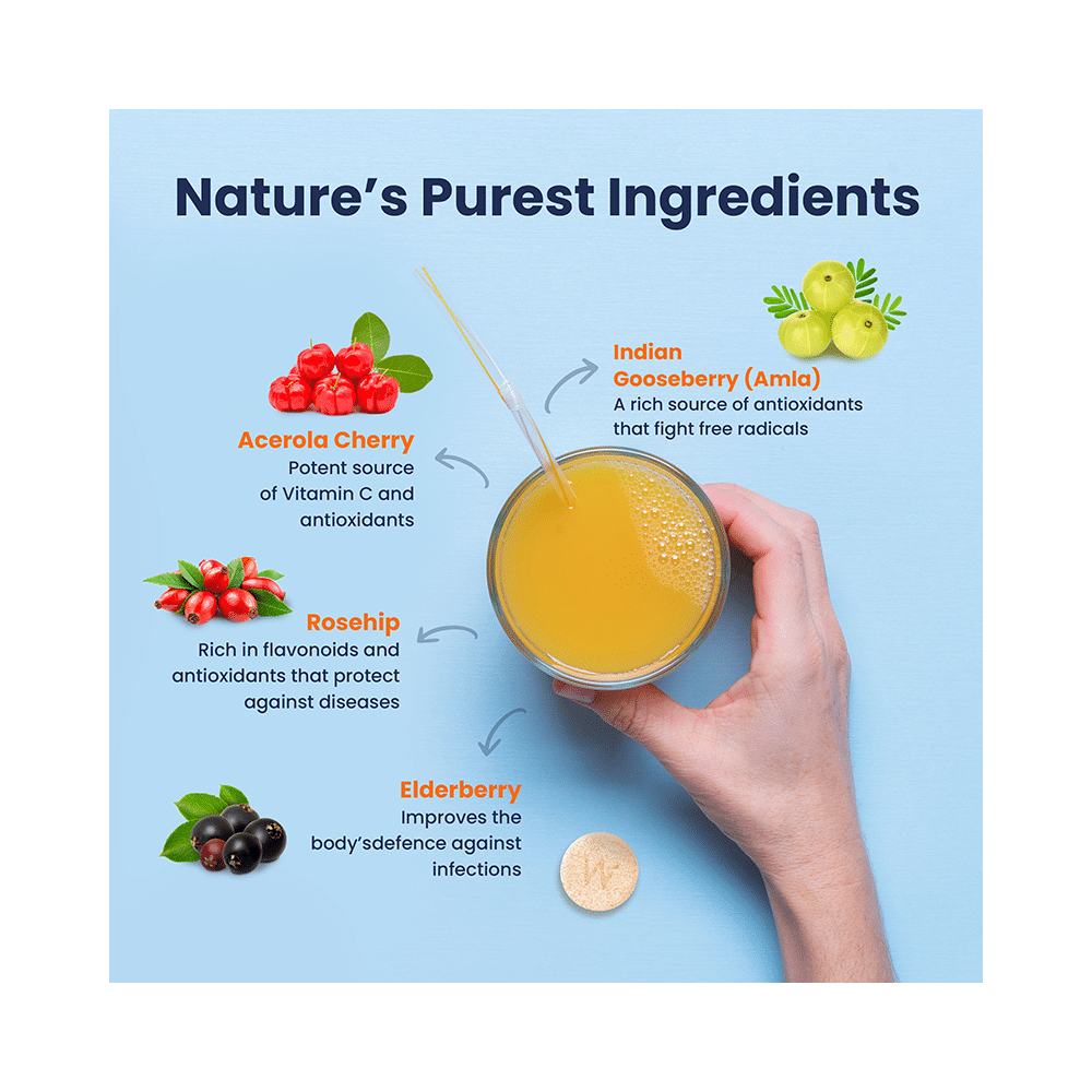 Wellbeing Nutrition Vitamin C Zinc Effervescent Tablet for Immunity & Skin Health | Zesty Orange - Image 5