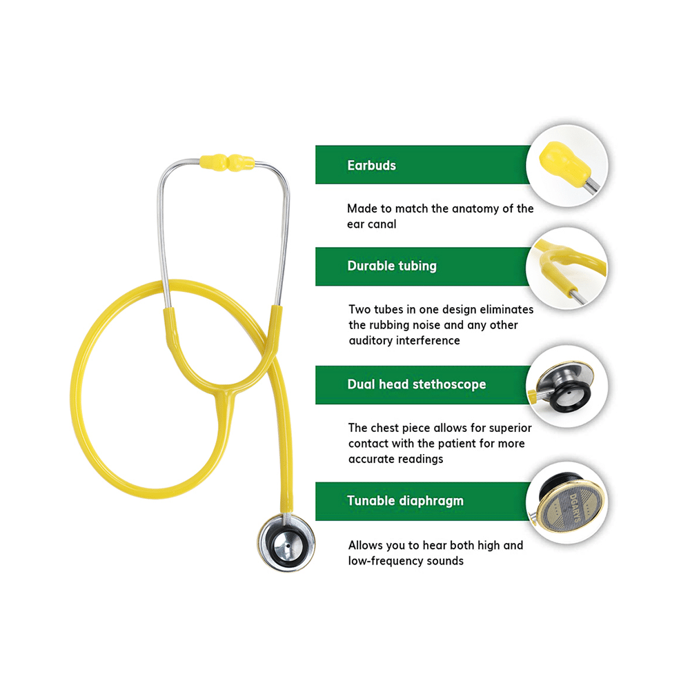 Dgarys Students Medical Real Stethoscope For Doctors Yellow - Image 6