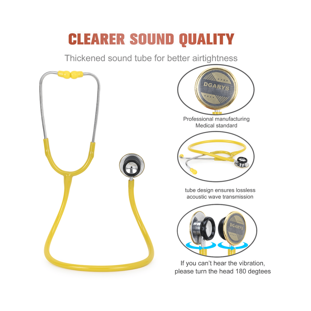 Dgarys Students Medical Real Stethoscope For Doctors Yellow - Image 7