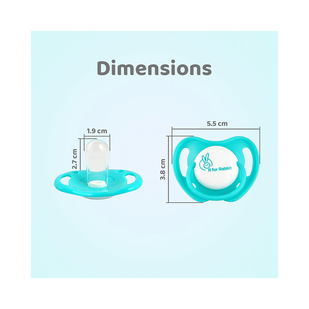 R for Rabbit Apple Pacifier Ultra Light Soft Silicone Nipple BPA-Free for Kids of 3 Months Blue - Image 2