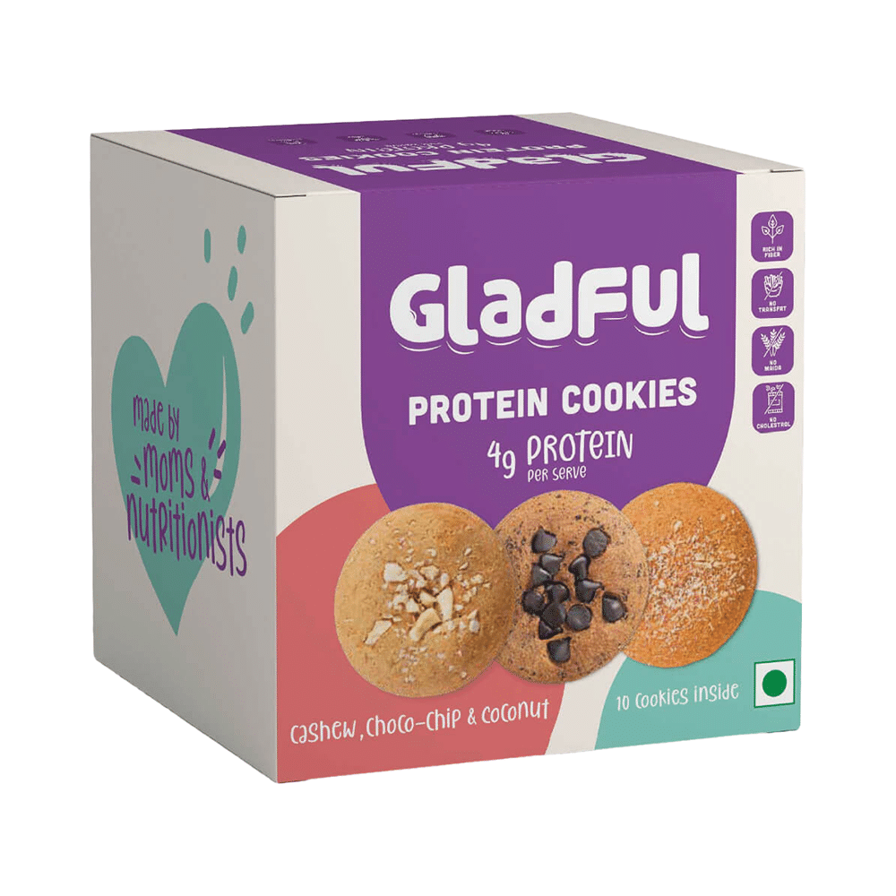 Gladful Protein Cookies (10 Each) Choco-Chip + Cashew + Coconut - Image 2