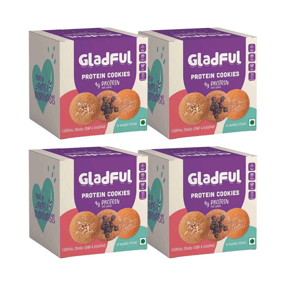 Gladful Protein Cookies (10 Each) Choco-Chip + Cashew + Coconut - Image 1