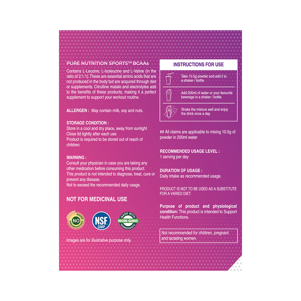 Pure Nutrition BCCA Support Endurance & Power  Powder Fruit Punch - Image 2